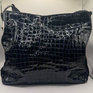 Blue Brighton Cher Bag with Croc Embossed Finish
